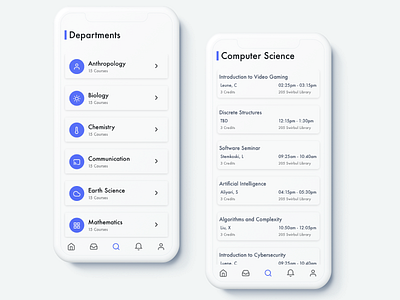 Course Registration app blue branding class clean college design framerx illustration ios list minimal mobile register registration sketch ui ux vector white