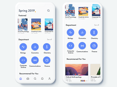 Home | Course Registration app blue branding campus class clean college course framerx illustration ios minimal mobile sign up signup sketch ui university ux white