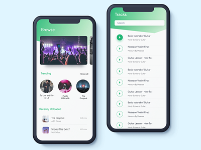 Artists Track animation app artist artists blue browse clean design green ios mobile music music app music player play player sketch ui ux white