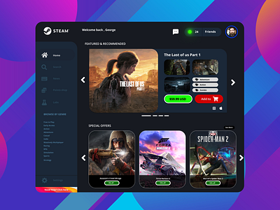 Steam UI Simpler redesign by Vaster