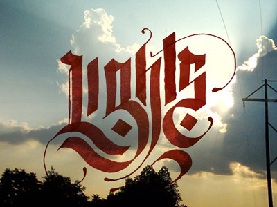 Lights calligraphy custom type lettering typography