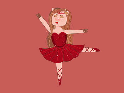 Piggy ballerina in a red dress animals ballerina ballet cartoon cute danse graphic design greeting card illustration pet piggy print red red dress sequins vector