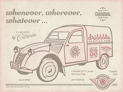 Dribbble Service Van Ad ... car dribbble freebie grungy lettering retro type typo typography vector graphic