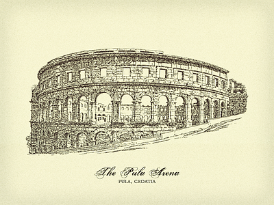 The Pula Arena ... amphitheatre arena croatia illustration pula vector graphic