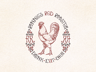 Ronnie’s Rooster ... batch emblem illustration lettering rooster type typo typography vector graphic