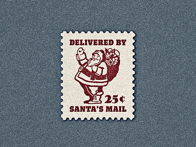 Santa’s Mail ... illustration lettering postage santa stamp type typo typography vector graphic