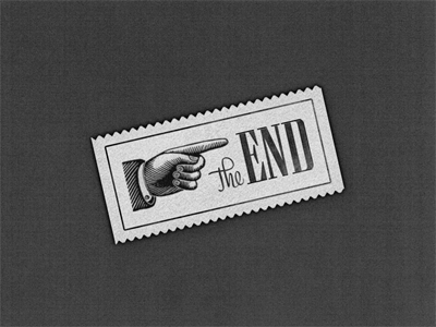 The End | Badge badge lettering manicule pointer type typeface typo typography