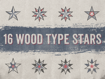 16 Wood Type Stars ... download freebie lettering shapes stars type typo typography wood type