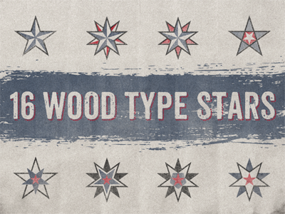 16 Wood Type Stars ...