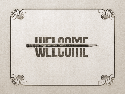 Welcome Plate ✎... lettering pencil plate retro type typeface typo typography vintage welcome wood type