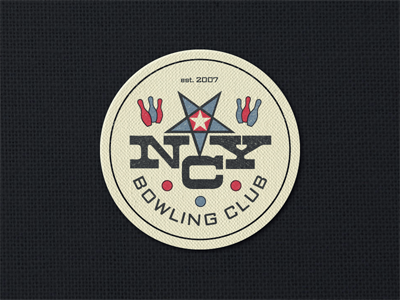 NYC Bowling Club ... badge lettering logo pin retro sticker type typo typography wood type