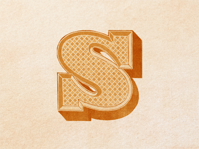 Decorative »S« Initial ... character decorative initial grungy orange retro typo typography vintage