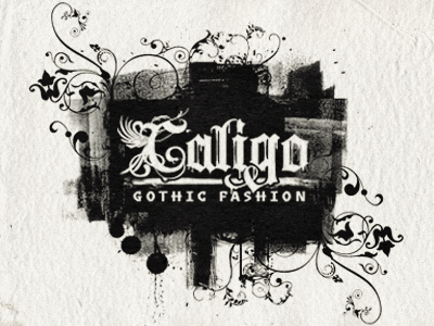 Caligo »Gothic Fashion« brand flourishes gothic grungy lettering logo retro swirls type typeface typo typography