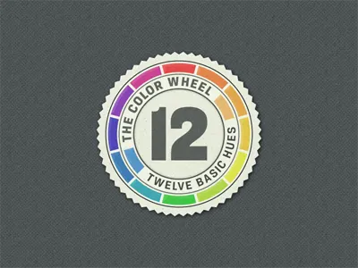 The 12 Basic Hues ... badge color color wheel colour hues label lettering type typeface typo typography