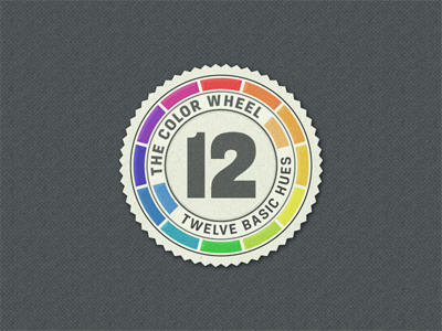 The 12 Basic Hues ... badge color color wheel colour hues label lettering type typeface typo typography