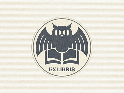 ExLibris Mark ... book ex libris icon mark owl vector illustration