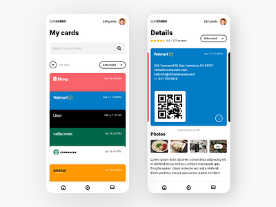 UI design of a mobile application for storing loyalty cards app clean design light minimal mobile modern rounded corners ui white
