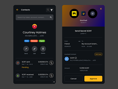 UI design for crypto wallet and browser extension