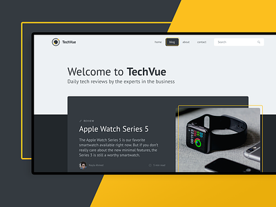 Tech Blog UI Concept app blog dark mode design tech ui ui design uiux ux web design yellow