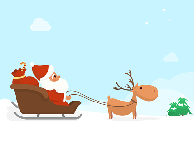 Christmas illustrations christmas claus gift illustration reindeer reindeer carriage santa snow white the pine tree