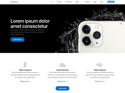 Apple Device repair company landing page design apple apple device black branding design iphone iphone pro max landing page design modern website product design responsive ui user experience user interface ux web app white