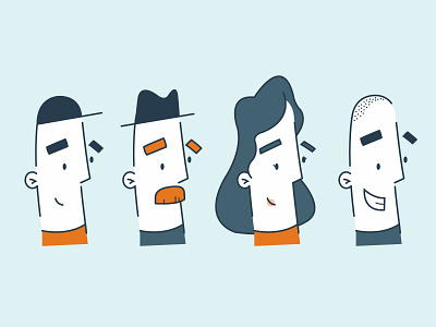 Faces branding character hike one illustration simplicity vector