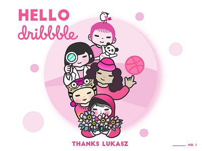Hello Dribbble avatar china debut dribbble fun greeting hello illustration pink