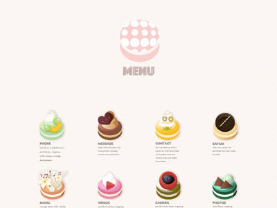 menu of macaroon dessert food icon iphone x macaroon mobile motion pink principle sweet theme ui