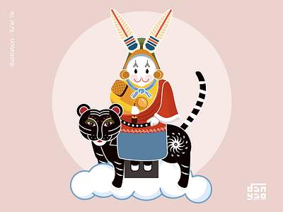 Rabbit God bunny children chinese illustration mid autumn moon rabbit tiger