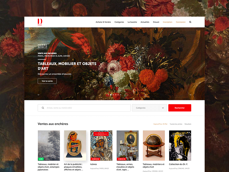 Drouot.Com Redesign art auction auctions concept concepts design live auctions painting paintings redesign redesign concept ui ux web website