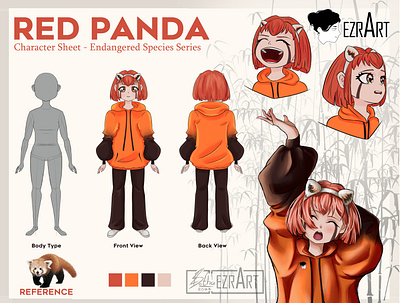 Red Panda - Character Design Sheet character design characterart illustration