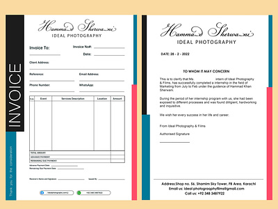 Invoice And Certificate Templates - Ideal Photography