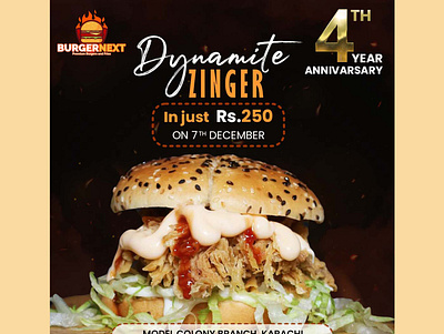 Burger Next - Social Post advertising burger restaurant social media post zingerburger