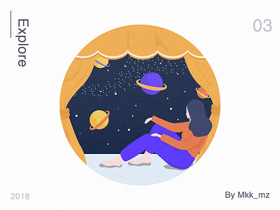 Explore design explore flat illustration starrysky universse