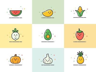 icon about MBE style app cute flat fruits happy icon illustration illustrations smile vegetables