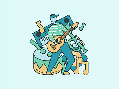 music line icon app clean design flat icon illustration music