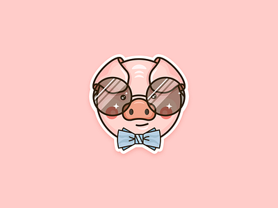 Pig animal character mascot clean cute drawing flat funny icon illustration ipad outline pig vector