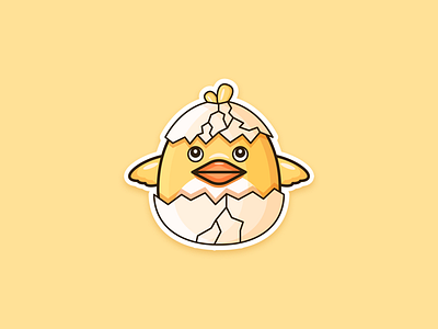 chick animal cute design flat funny icon mascot minimalist outline vector