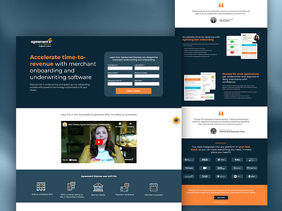 Landing Page for Agreement Express, a payments software design landing page marketing onboarding payment software software underwriting