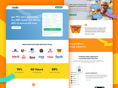 Landing Page for chattr, a hiring software