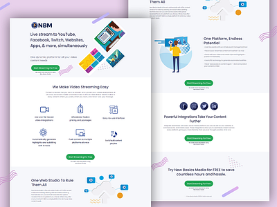 Landing Page for New Basics Media, a streaming platform design landing page marketing software streaming platform