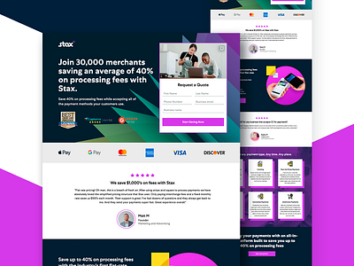 Landing Page for Stax, a payments software design landing page marketing payment software