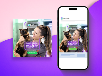 Paid Social Ads for PetDesk, a veterinarian software ads design marketing pets software