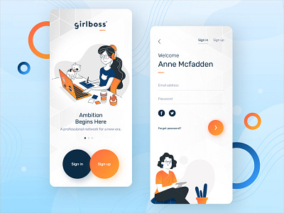 Girlboss mobile applications design app app design classic design clean colorful design fresh illustration ui vector