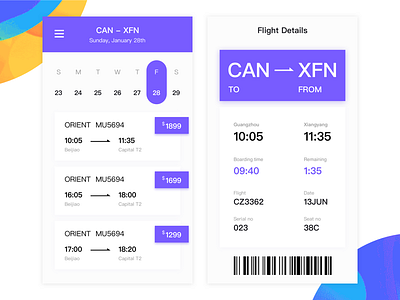 Boarding pass ui