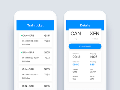 The train ticket air the ticket tickets train ui