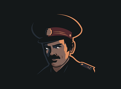 Lapenko policeman character portrait poster russian vector