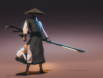 Low poly Samurai 3d blender character illustration lowpoly minimalistic