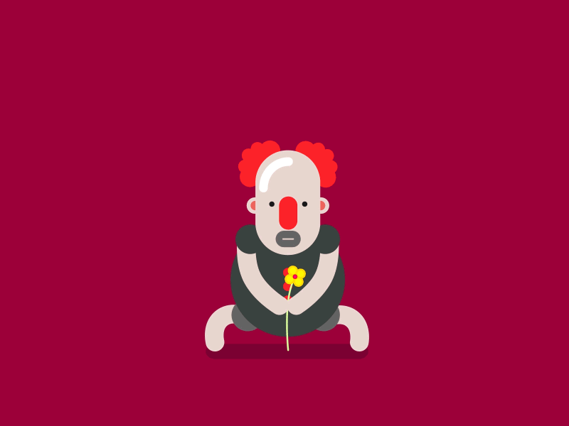 crazy clown 1 clown crazy flower funny gif illustration motion pull weird