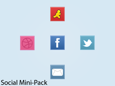 Social Mini-Pack aim blue dribbble email icon icons pink red social twitter